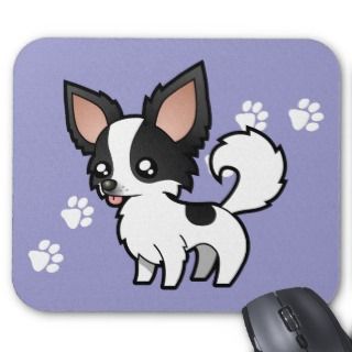 Cartoon Chihuahua (black parti long coat) mousepads by SugarVsSpice
