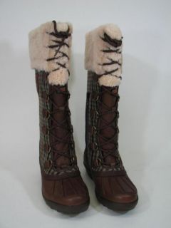 Ugg Edmonton Boot 3226 Womens Sz 9 Brown Leather, Choco Plaid Lace Up