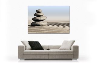 Zen   Steine im Sand, Leinwand Bild auf Keilrahmen, Wandbild, Kreise