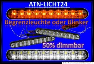 DRL TFL Tagfahrlicht Weiss + Orange Gelb LED Blinker Blinker E13 R87