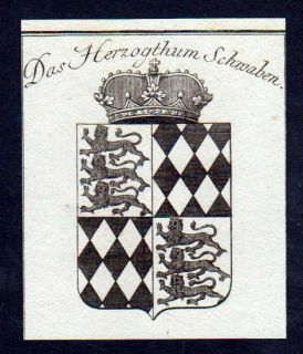 1780   Herzogtum Schwaben Wappen Kupferstich