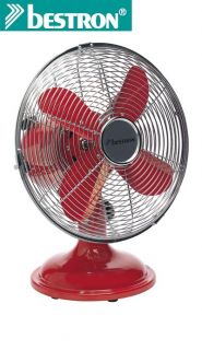 BESTRON DFT25R Retro Tischventilator Ventilator Rot