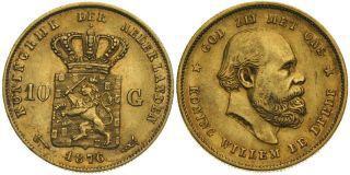 B779 NIEDERLANDE 10 Gulden 1876 Willem III., 1849 1890 GOLD