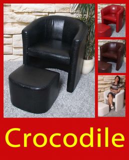 Sessel mit Hocker Lounge Sessel M37,crocodile PU Leder