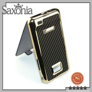 Schutzhülle Tasche Gold Case Carbon Schwarz für Samsung GT i9100