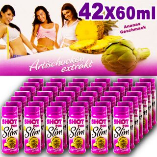 42x 60ml SHOT FOR Slim Diaet Getraenk Abnehmen Ananas Artischocken