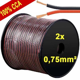 100m CCA Lautsprecherkabel 2x 0,75mm² rot/schwarz Boxenkabel [15022