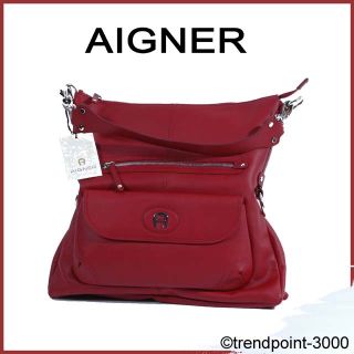 AIGNER TASCHE SCHULTERTASCHE UMHÄNGEASCHE KALBS GLATTLEDER ROT