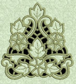 Exotic Floral Cutwork #1 Machine Embroidery Design CD 4x4 for Brother