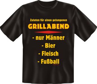 Shirt bedruckt lustig   Grillabend Nur Männer, Bier, Fleisch