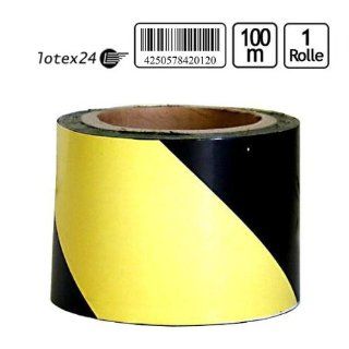 100 m Absperrband Kennband schwarz gelb Warnband  i8 