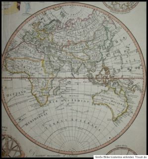 1815 Weltkarte Map of the World Mapa do Mundo Portugal Kolorierte