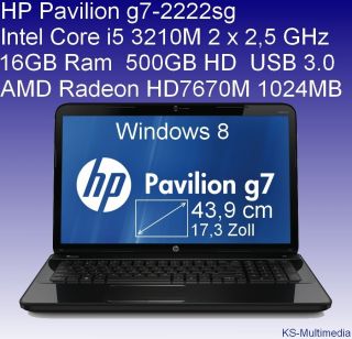 HP Pavilion g7 2222sg 43,9cm Notebook, Intel Core i5, 16GB RAM,HD7670M