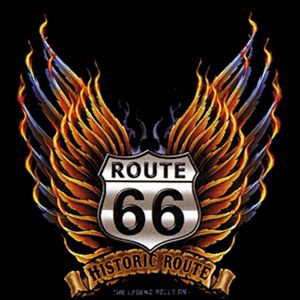 00918 American Route 66 Motorrad Biker Motiv T Shirt