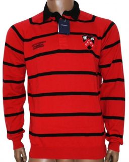 GANT Herren Pullover mit Kragen Rugby Shirt Gr. XXL Rot Schwarz