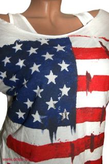 tlg T Shirt Top+Shirt USA Flagge Vintage Used weiß Gr. 36/38/40 NEU