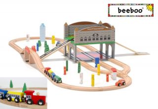 TTC beeboo® Train Holz Eisenbahn Set 70 tlg 0023232 Hauptbahnhof m