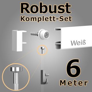 Meter Bilderschiene / Galerieschiene Komplett Set   Robust   Weiß