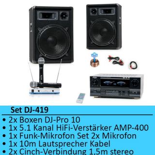 LUXUS Karaoke PA SET Boxen Verstärker Funkmikrofonset P