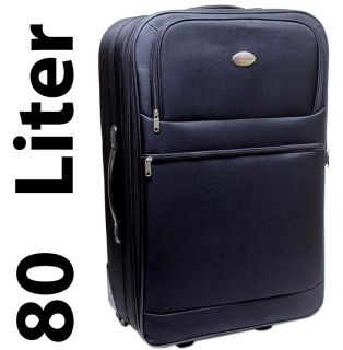 Trolley Koffer Nylon Schloss Suitcase Bag Schwarz 80 Liter BE