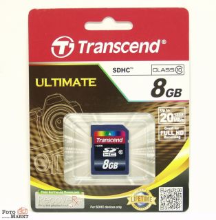 Transcend 8GB SDHC Karte Class 10 Speicherkarte Highspeed Memory Card