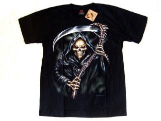 Shirt Sensenmann Totenkopf skull gothic Biker metal Gr. L skelett