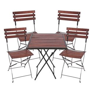 Biergarten Garnitur Garten Sitzgruppe 4 Stühle+Tisch quadratisch