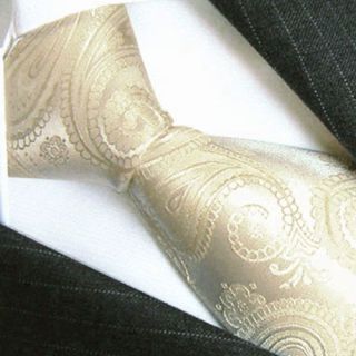 84108 LORENZO CANA Festliche Krawatte aus 100% Seide Ivory Elfenbein