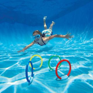 INTEX Underwater Swimming/Diving Pool Toy Rings (4 Pack)