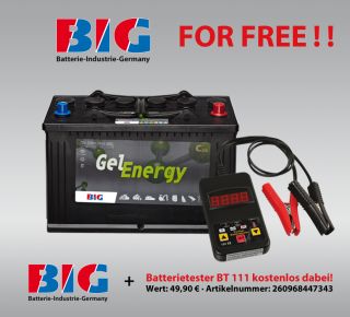 Gelbatterie BIG GEL 12 Volt / 100 Ah / 550 A/EN inkl. Batterietester