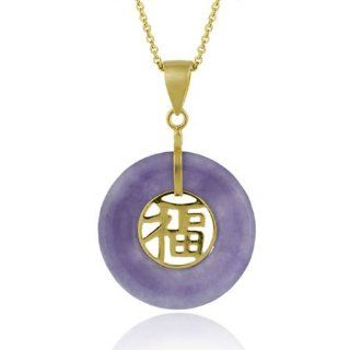 18K Gold über Sterling Silber chinesischen Lavendel Jade Segen
