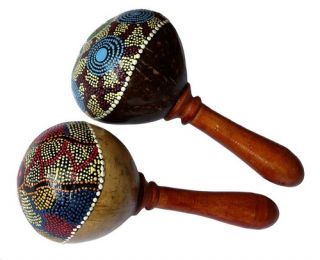 NEU Maraca Klapper Rassel Kokos Musikinstrument Maraka Mus102