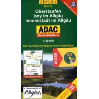 ADAC Wander  & RadKarte 52 mit CD ROM. Oberstaufen, Isny im Allgäu