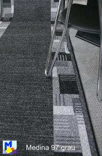 Velours Teppich Läufer *MEDINA 97 grau 80 cm breit NEU rutschfest