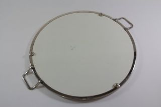 Servier Tablett Kuchenplatte Keramik versilberte Metall Montierung