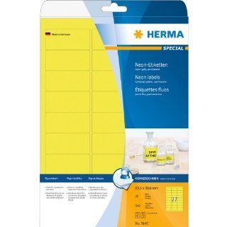 Herma 5140 Etiketten neon gelb 63,5x29,6 mm Papier matt 540 Stück