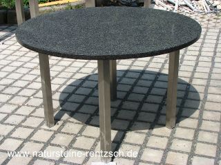 Tisch+Terrasse+D120cm+EDELSTAHL+Granit+RUND+Esstisch