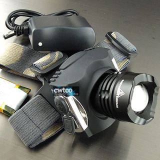 CREE XM L T6 LED 1600Lm Wiederaufladbar Stirnlampe Kopflampe Zoom
