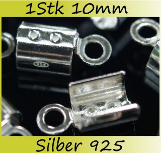 H119C 925 Silber 1 Stück Endkappen Kappen 10mm x 5,3mm Endteile