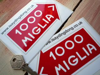 MILLE MIGLIA handed pair 115mm classic car stickers