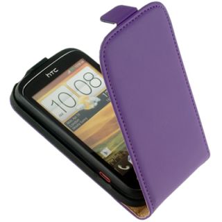 Premium Leder Flip Style Case Tasche lila f HTC Desire C Etui Schutz
