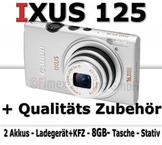 Canon ixus 125 HS Digitalkamera silber + Erweiterungs Set 8   FULL HD
