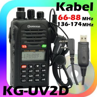 Wouxun KG UV2D+kabel+CD 4M/2M 66 88/136 174 Amateurfunk BOS PMR Hand