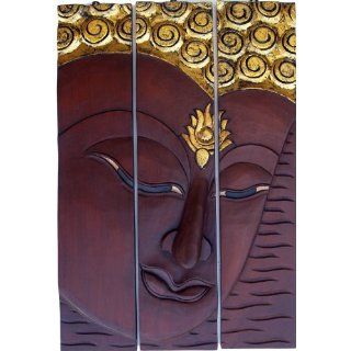 Dreiteiliges Buddhawandbild, braun, rechtsblickend, 76*50 cm / Buddha