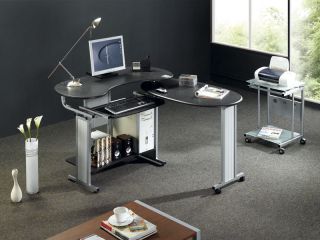 Computertisch Schreibtisch in praktischer Winkel L form schwarz Pc3g