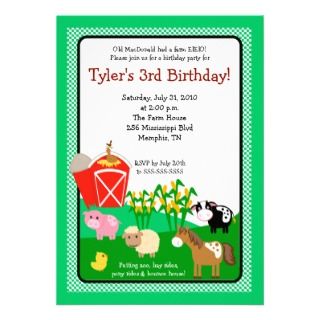 Old MacDonald EIEIO Farm Barnyard Birthday Invite
