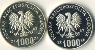 Olympia Münzen Silber 750 Polen1988 1987