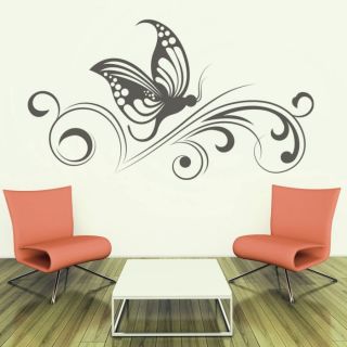 WT755 Wandtattoo Stylische Dekoranke mit Schmetterling Tattoo Ranke