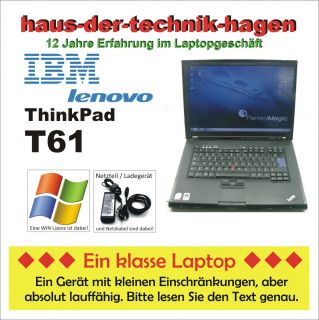 161 IBM LENOVO T61 C2D T7100 1,8GHz 80GB 1GB Combo 14,1 WXGA