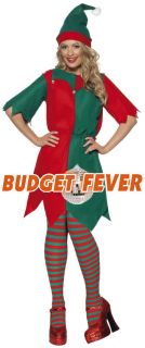 Miss Elf or Santa Ladies Fancy Dress Christmas Party Costume + Hat